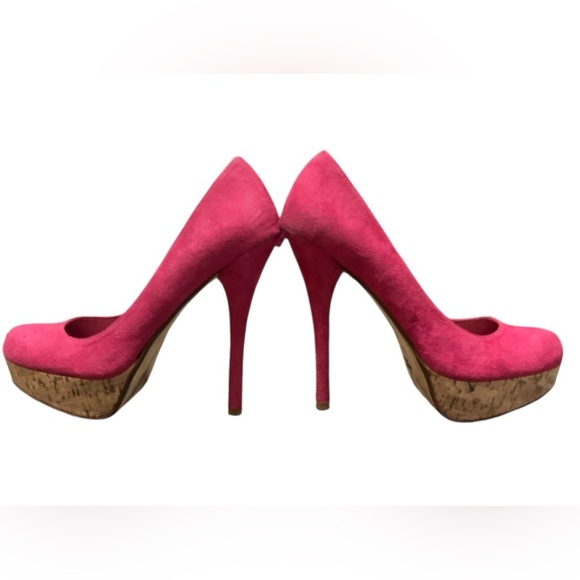Vibrant Pink Platform Heels 👠 with Cork Base - Picture 3 of 5